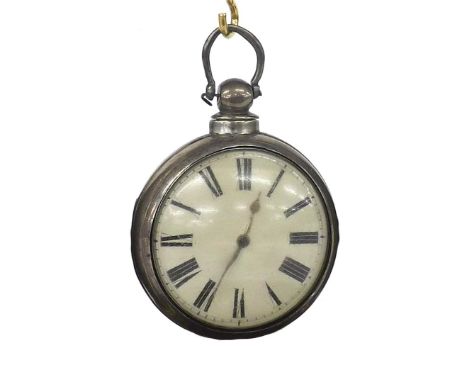 Early 19th century English silver verge pair cased pocket watch, Birmingham 1847, the fusee movement signed Brooks, Boston, n