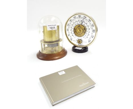 Contemporary English polished brass drumhead barograph inscribed Gluck, Barograph and Recorder Co Limited, upon a light mahog