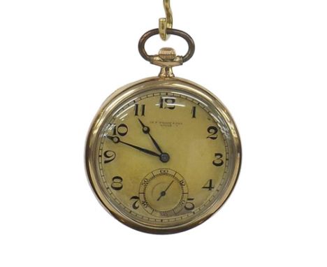 Tissot & Fils, Locle 14k lever dress pocket watch, the signed gilt dial with Arabic numerals and subsidiary seconds within a 