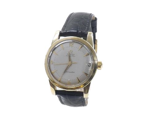 Omega Seamaster 14k 'Bumper' automatic gentleman's wristwatch, circa 1952/1953, circular silvered dial with quarter Arabic nu