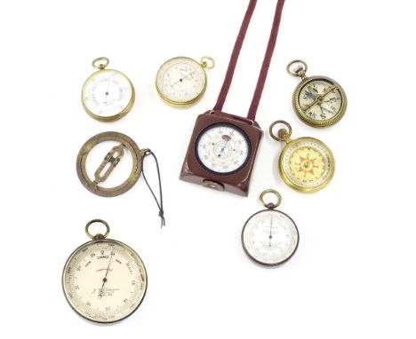 Small compensated pocket barometer/altimeter, the 2.5" silvered dial signed J. Whitehouse, Warwick St, Pimlico; also seven ot