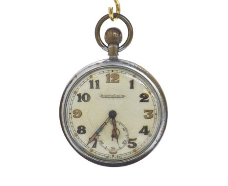 Jaeger-LeCoultre WWII British Military Army issue nickel cased lever pocket watch, signed gilt frosted movement, cal. 467/1, 