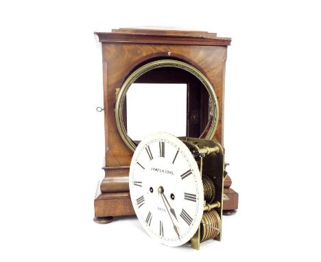 English mahogany double fusee bracket clock, the 8" circular cream dial signed Eames & Sons, Bath, within a flame mahogany cu