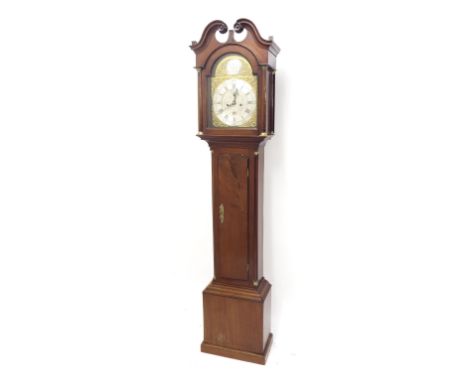 Scottish mahogany eight day longcase clock, the 12" brass arched dial signed Jonathan Barr, Port, Glasgow on a silvered boss 