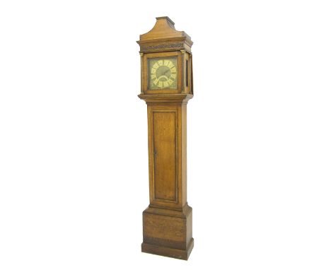 Oak thirty hour longcase clock, the 10" square brass dial signed John Welch, Chessen on an arched plate to the matted centre 