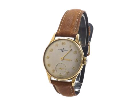 Ulysse Nardin 9ct gentleman's wristwatch, Birmingham 1961, silvered dial with applied Arabic numerals and subsidiary seconds,