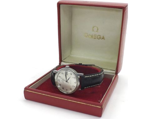 Omega Geneve automatic stainless steel gentleman's wristwatch, ref. 166.0163, circa 1973, the silvered dial with Arabic numer