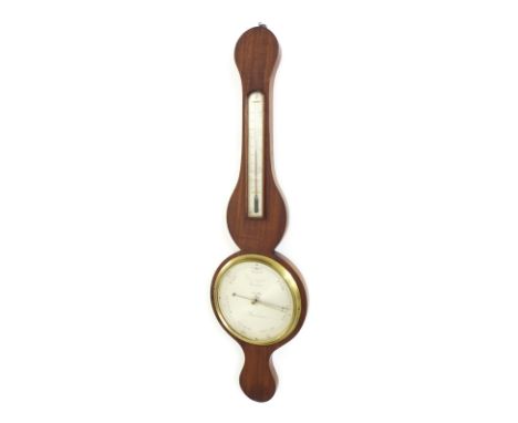 Mahogany banjo barometer/thermometer, the 8" silvered dial signed Henry L. Gardiner, Belfast