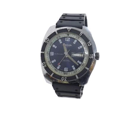 Cordura Sea-Gull Self-Winding 1970s stainless steel gentleman's wristwatch, rotating bezel and inner bezel, Arabic quarter nu