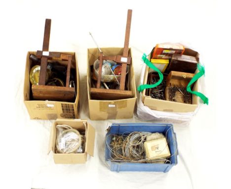 Small quantity of mantel clock movements in need of repair, large quantity of drill bits and collets etc; also a small quanti