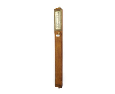 Oak stick barometer, the ivory scale signed T.B. Winter & Son, Newcastle on Tyne,  37" high