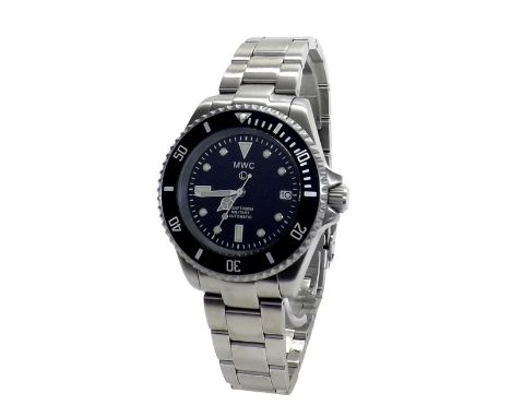 MWC Military Diver's 1000ft/300m automatic stainless steel bracelet watch, circa 2014, ser. no. 1056/7000, circular black dia