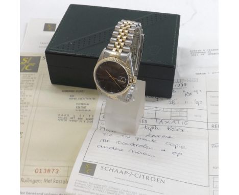 Rolex Oyster Perpetual Datejust gold and stainless steel gentleman's bracelet watch, ref. 16233, circa 1987, serial no. R724x