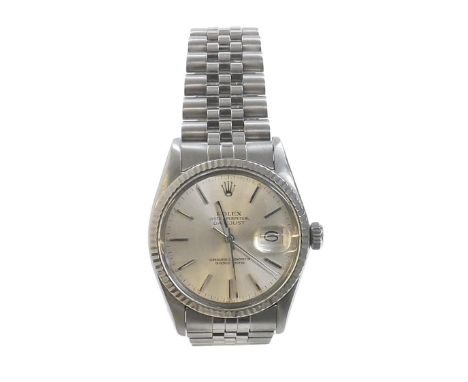 Rolex Oyster Perpetual Datejust stainless steel gentleman's bracelet watch, ref. 16014, circa 1984, serial no. 8390xxx, silve