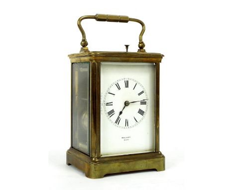 French repeater carriage clock, the movement striking on a gong and bearing the R & Cie maker's trademark logo, retailed by M