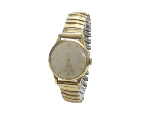 Smiths De Luxe gold plated and stainless steel gentleman's bracelet watch, the circular silvered dial with Arabic quarter num