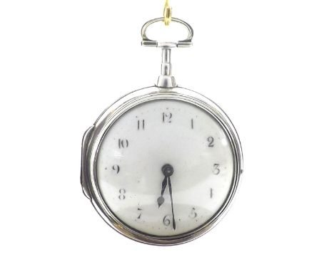 English silver verge pair cased pocket watch, London 1804, the fusee movement signed Jno Marsh, London, no. 7866, pierced flo