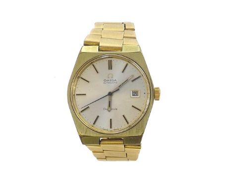 Omega Geneve automatic gold plated and stainless steel gentleman's bracelet watch, circa 1971, ref. 166099, silvered dial wit