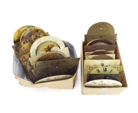 Large quantity of various longcase clock, arched, square and circular dials (over twenty)