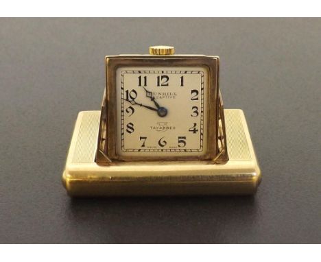 Tavannes Watch Co. Dunhill 'La Captive' 9ct purse watch, import hallmarks Glasgow 1929, signed and branded square silvered di