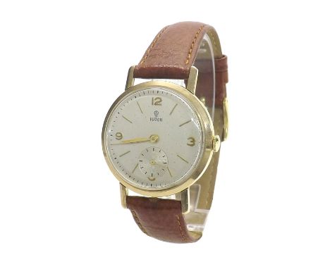 Tudor 9ct gentleman's wristwatch, Edinburgh 1956, case no. 235, circular silvered dial with Arabic quarter numerals, baton ma