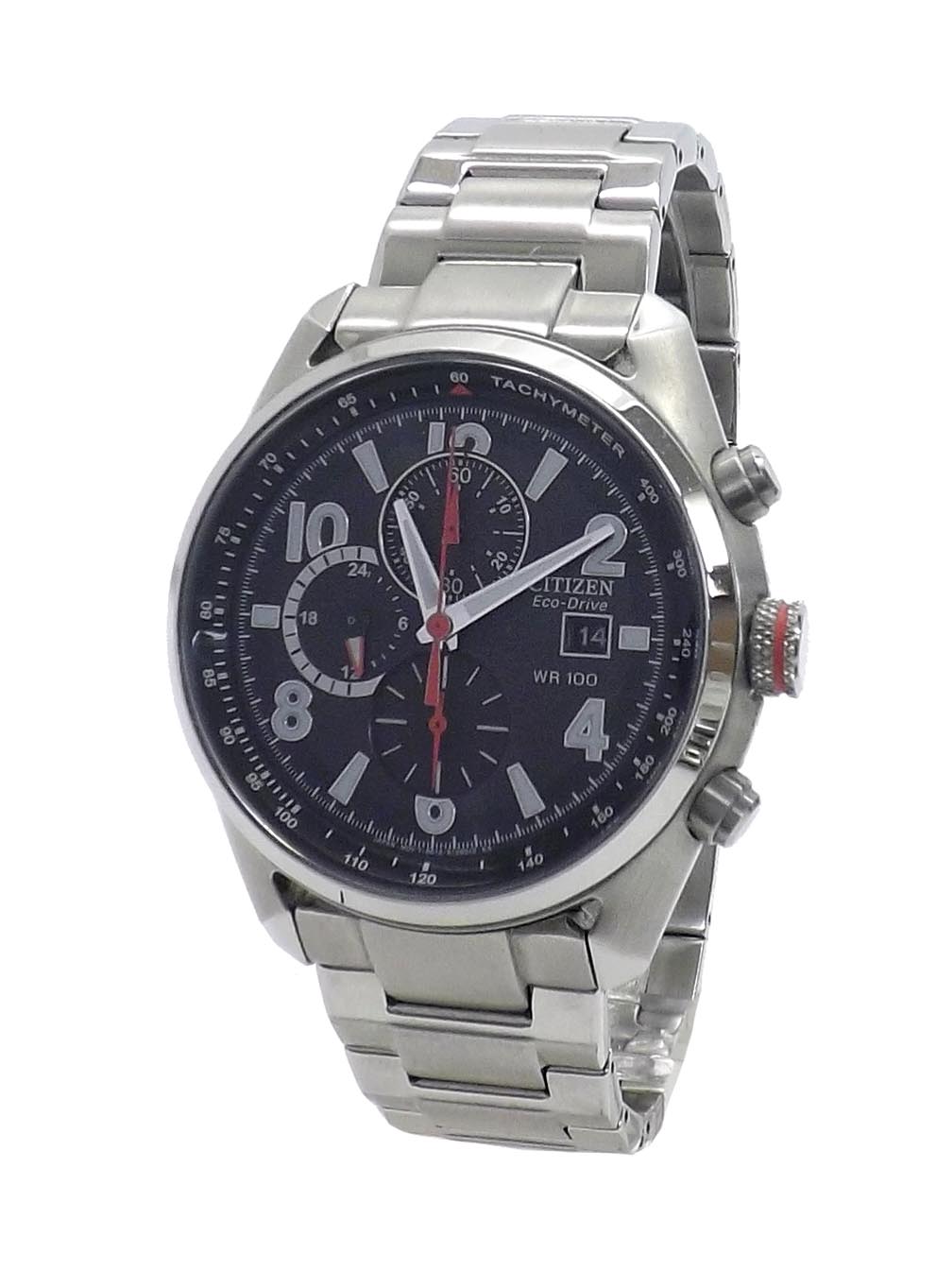 Citizen Eco-Drive WR 100 chronograph stainless steel gentleman's
