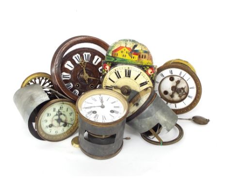 Six old clock movements (most with pendulums) (6)