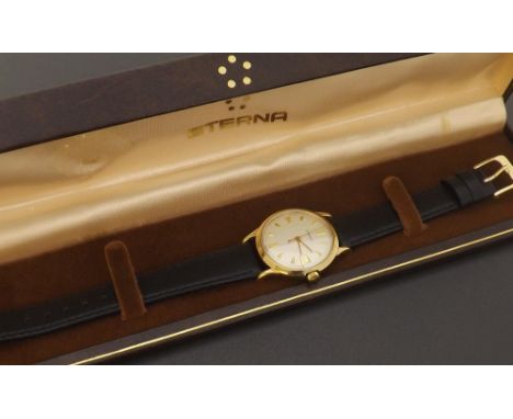 Eterna 9ct gentleman's wristwatch, Birmingham 1960, silvered dial with baton markers and centre seconds, 1431U movement, no. 