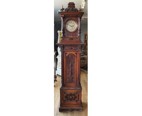 An impressive symphonia longcase mahogany clock, c.1897, the 9" silvered dial with Arabic numerals, the movement by Lenzkirch