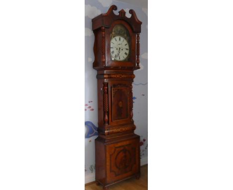 Joseph Moses, Bishops Auckland, a Victorian mahogany and inlaid 8 day longcase clock, the 13" dial signed with subsidiary sec