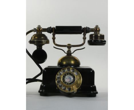 A Japanese model JN-4 vintage style telephone, serial number 082042, with brass fittings.