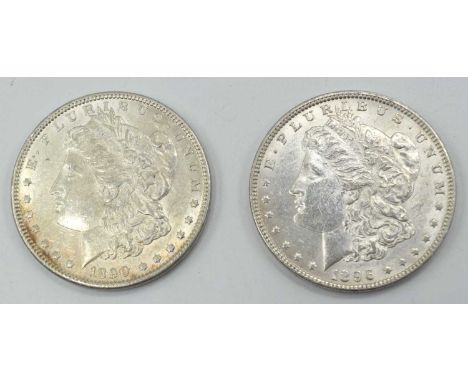 1890 Silver Morgan Dollar together with 1896 Silver Morgan Dollar coin (2)