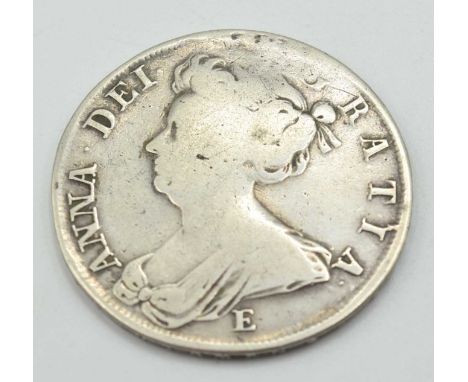 Queen Anne (1702-14) 1708 Half Crown Dr. Bust E below R, crowned cruciform shields with die axis opposite, Septimo to edge (A