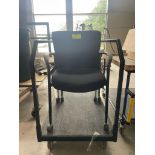 2 Black chairs and rolling cart