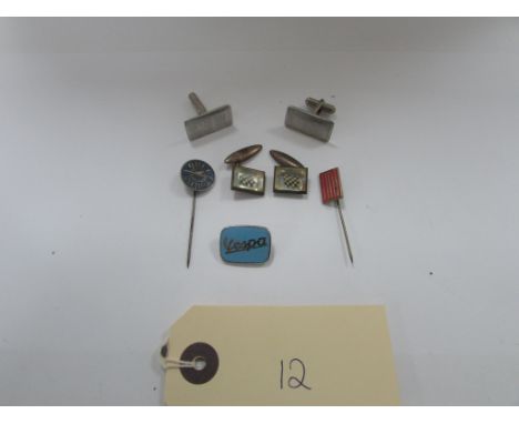 Two Car Pins, a Vespa Brooch and 2 pairs of Cufflinks