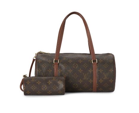 Louis Vuitton, a vintage monogram Papillon 30 bag w/pouch, designed with a cylindrical shape, featuring the maker's monogram 