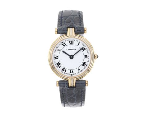Cartier A Vendome Trinity wrist watchCase: Signed. Tri-metal. Swiss assay marks. Reference 8100. Serial 43xxx. Yellow, rose a
