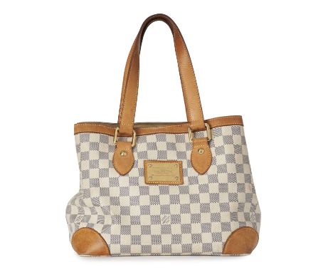 Louis Vuitton, a damier azur Hampstead PM handbag, with gold-tone hardware, vachetta tan leather trim, an engraved front logo