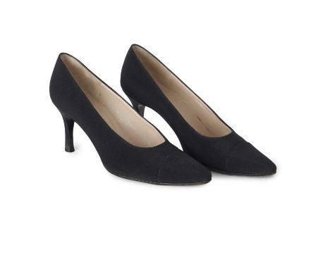 Chanel, a pair of black crepe court shoes, labelled Chanel, size 37 (UK 4), with maker's dust bags, box and receipt- Overall 