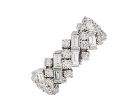 Cartier, an 18ct white gold Reflection de Cartier diamond wedding band ring, designed as a brilliant and baguette-cut diamond