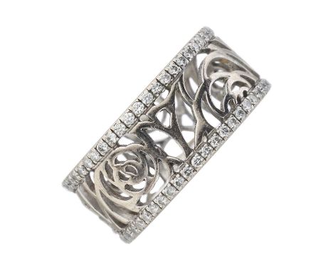 Chanel, an 18ct white gold brilliant-cut diamond Camelia Ajoure openwork full eternity ring, signed Chanel, serial 21R3933, e
