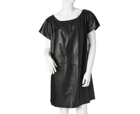 Fendi, a black Nappa leather dress, with ruched top trim, labelled Fendi, chest measures approximately 44 inches, UK 14-16- O