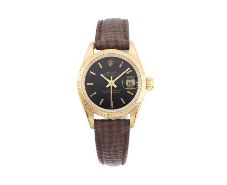 Rolex An Oyster Perpetual Lady Datejust wrist watch. Circa 1984Case: Signed. 18ct gold. Common Control Mark. Reference 69278.
