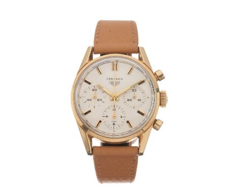 Heuer A Carrera 12 Chronograph wrist watchCase: Signed. 18ct gold. Import hallmarks for London 1967. Reference 2456. Serial 1