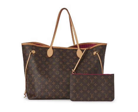 Louis Vuitton, a monogram Neverfull GM handbag w/pouch, featuring a monogram coated canvas exterior and vachetta tan leather 