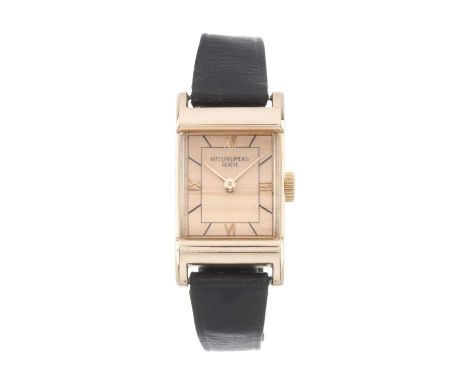 Patek Philippe A wrist watchCase: Signed. Rose metal. Swiss assay marks. Reference 583. Serial 50xxxx. Stamped 18k 750. Lengt