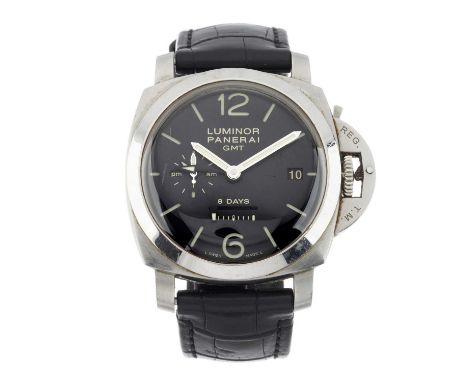 Panerai A Luminor 8 Days GMT wrist watchCase: Signed. Stainless steel. Reference PAM00233. Serial OP7009BBxxxxxxx. Exhibition