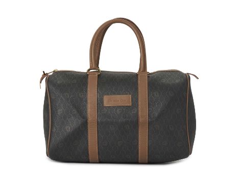 Christian Dior, a vintage honeycomb coated canvas Boston 40 bag, designed with the maker's grey honeycomb logo patterned coat