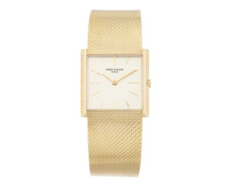 Patek Philippe A bracelet watchCase: Signed. Yellow metal. Swiss assay marks. Reference 3494J. Serial 26xxxxx. Stamped 18k 75