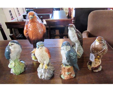 Six Beswick Beneagles ceramic Scotch whisky decanters with contents, each modelled as birds, to include: Golden Eagle, Osprey